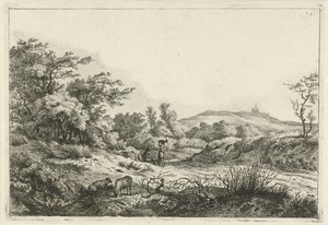Landschap met herder en vrouw