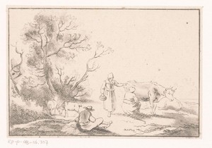 Landschap met herders en runderen