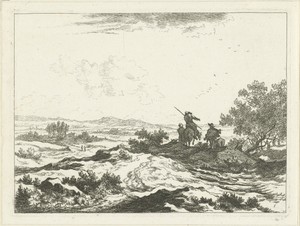 Landschap met herders op heuvel