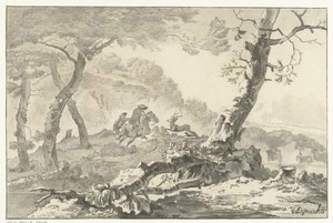 Landschap met hertenjacht