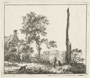 Landschap met hoge paal