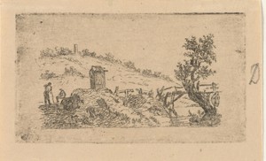 Landschap met houten brug