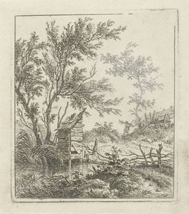 Landschap met houtsprokkelaar