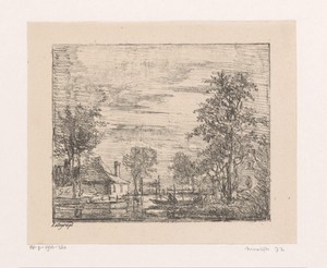 Landschap met huizen aan het water