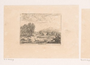 Landschap met huizen langs een rivier