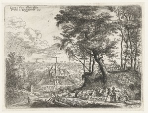 Landschap met in de verte een landhuis