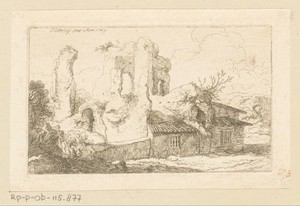 Landschap met in ruïne gebouwde woning