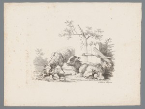 Landschap met kalf en ram