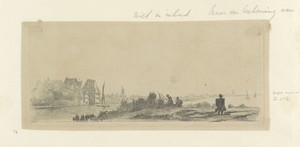 Landschap met kanaal, hengelaars en melkboer