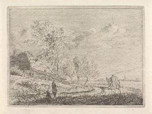 Landschap met kar en twee vissers