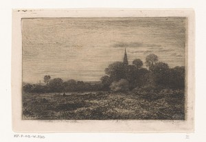 Landschap met kerktoren