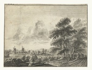 Landschap met kleine brug