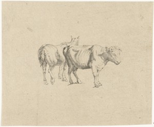 Landschap met koe en paard