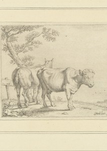 Landschap met koe en paard