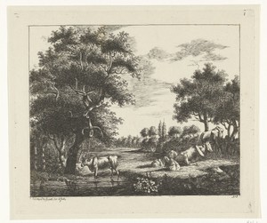 Landschap met koeien en schapen