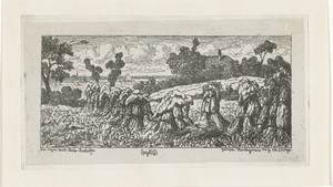 Landschap met korenschoven