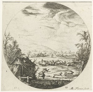 Landschap met kudde schapen