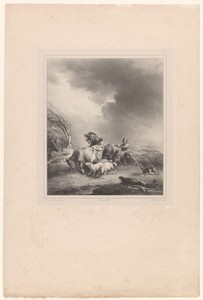 Landschap met man die vee drijft