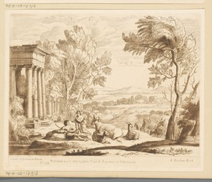 Landschap met Mercurius die Argus in slaap speelt met zijn fluit