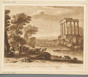 Landschap met Mercurius die de lier aan Apollo geeft