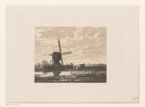 Landschap met molen aan het water