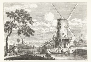 Landschap met molen aan water