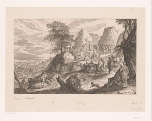 Landschap met Mozes die water uit de rots slaat