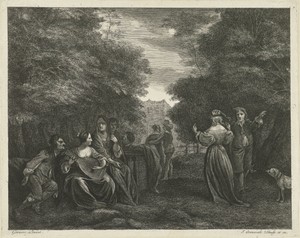 Landschap met musicerend en dansend gezelschap
