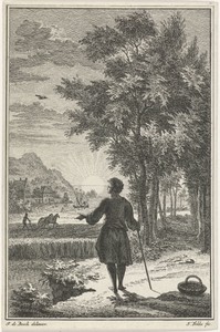 Landschap met ondergaande zon