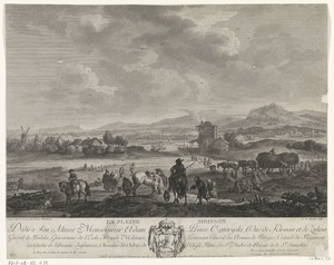 Landschap met oogstende boeren
