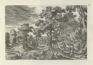 Landschap met overval op de reiziger