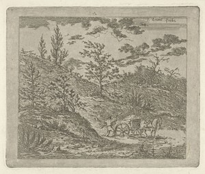 Landschap met paard en wagen