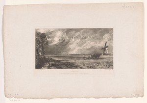 Landschap met ploeg en molen