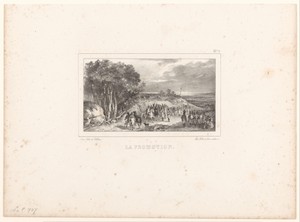 Landschap met promotie van een grenadier door de keizer te paard