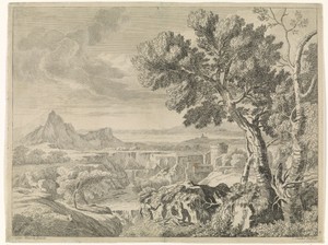 Landschap met ravijn en waterval