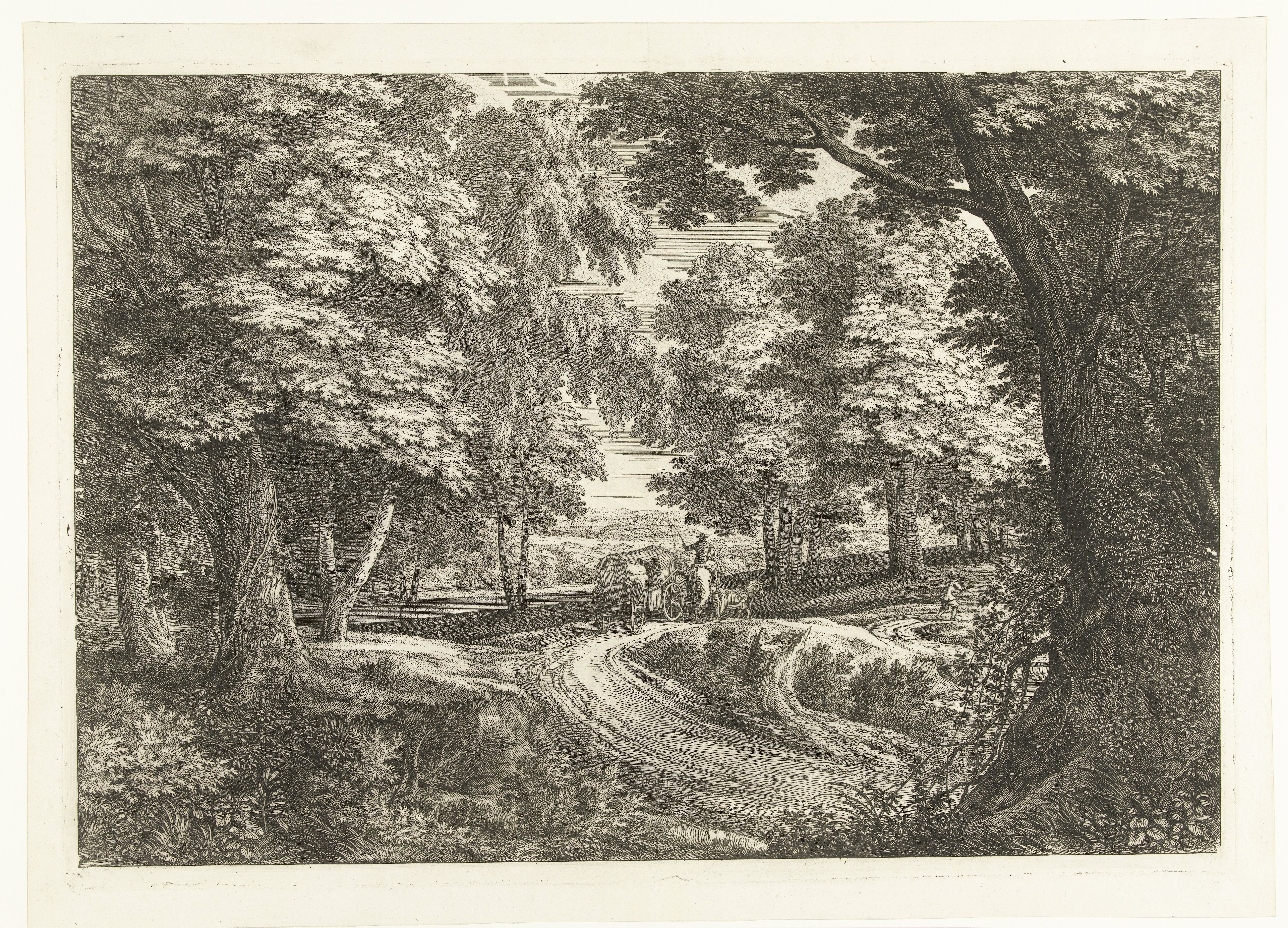 Landschap met reiswagen by Adriaen Frans Boudewyns