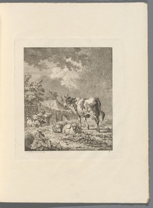 Landschap met reiziger met ezels en vee