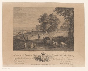 Landschap met reizigers en herders