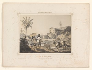 Landschap met reizigers op een ezel