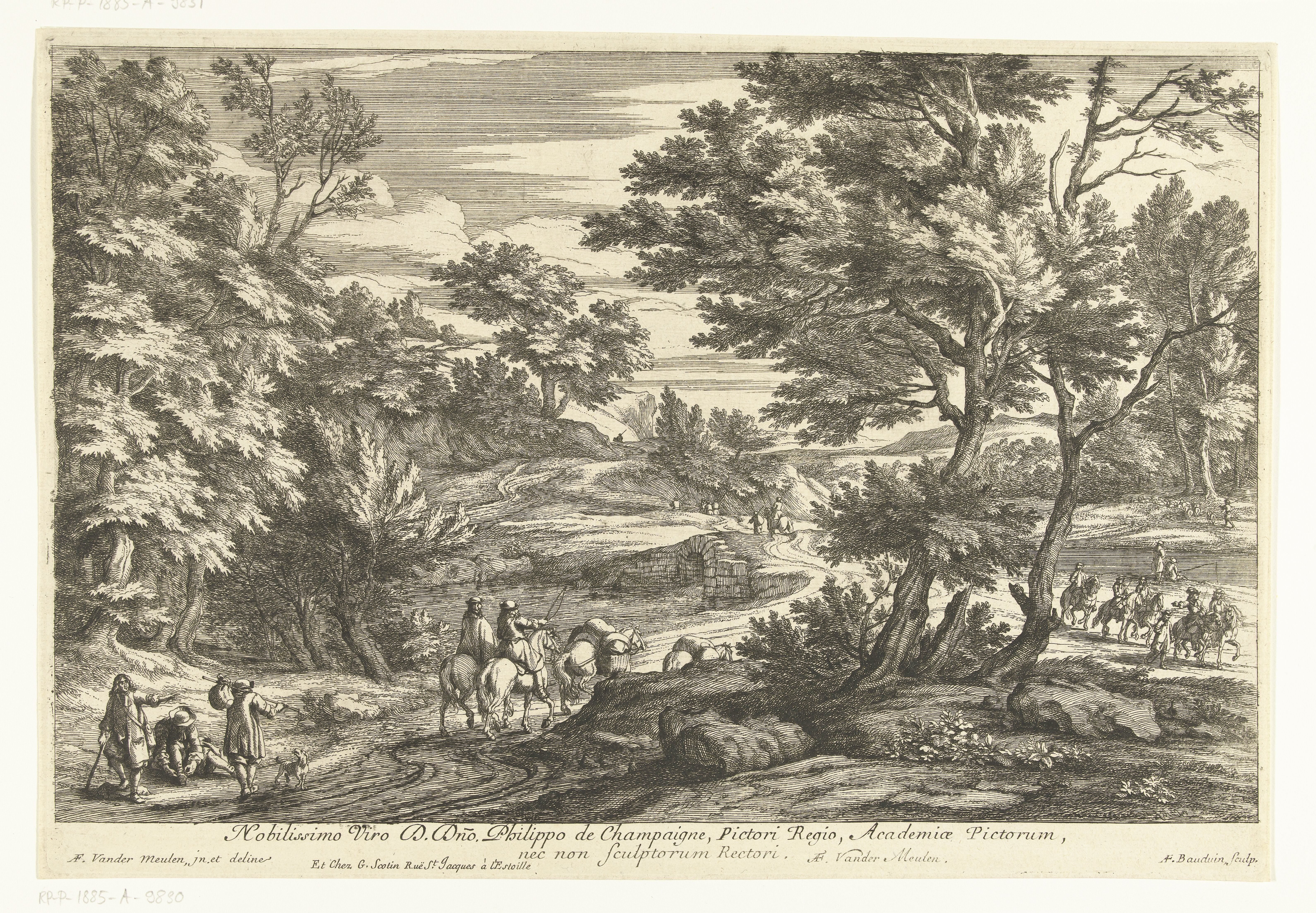 Landschap met reizigers te paard by Adriaen Frans Boudewyns
