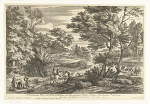 Landschap met reizigers te paard