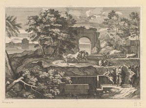 Landschap met rijschool en Christus met zijn discipelen