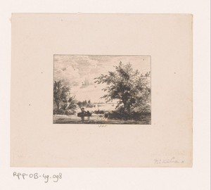 Landschap met roeiboot op het water