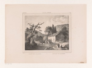 Landschap met ruïne en een fontein