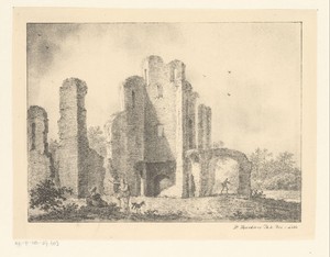 Landschap met ruïne en figuren