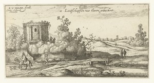 Landschap met ruïne van een romeinse tempel