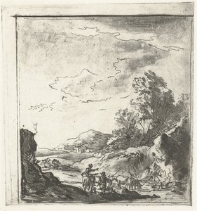 Landschap met ruiter en herder
