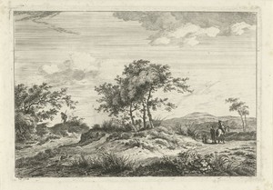 Landschap met ruiter en voetganger