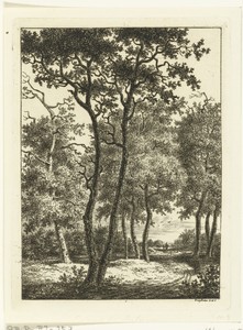 Landschap met ruiter en wandelaar