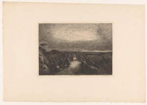 Landschap met ruiter in een menigte